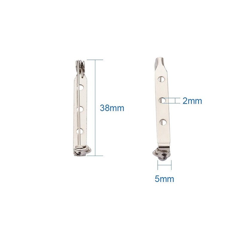KISSITTY 50-Piece Three Holes Iron Brooch Bar Pins Findings Safety Catch Back Pins Platinum 1.5" (38mm) for Wedding Boutonnieres Pin Making Badges Craft Jewelry Making - Image 4